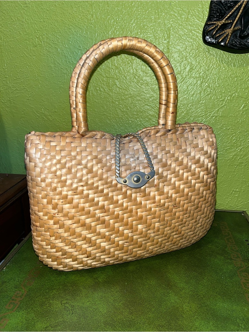 Vintage Wicker Handbag Womens Rattan Purse